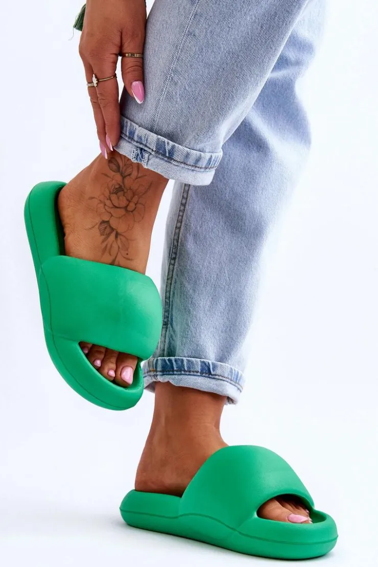 Clearance Boto Lekkie Piankowe Damskie Klapki Na Platformie Zielone Milton Zielony