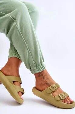 Boto Lekkie Piankowe Damskie Klapki Zielone Cleve