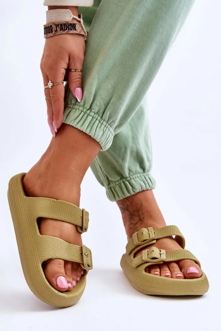 Boto Lekkie Piankowe Damskie Klapki Zielone Cleve