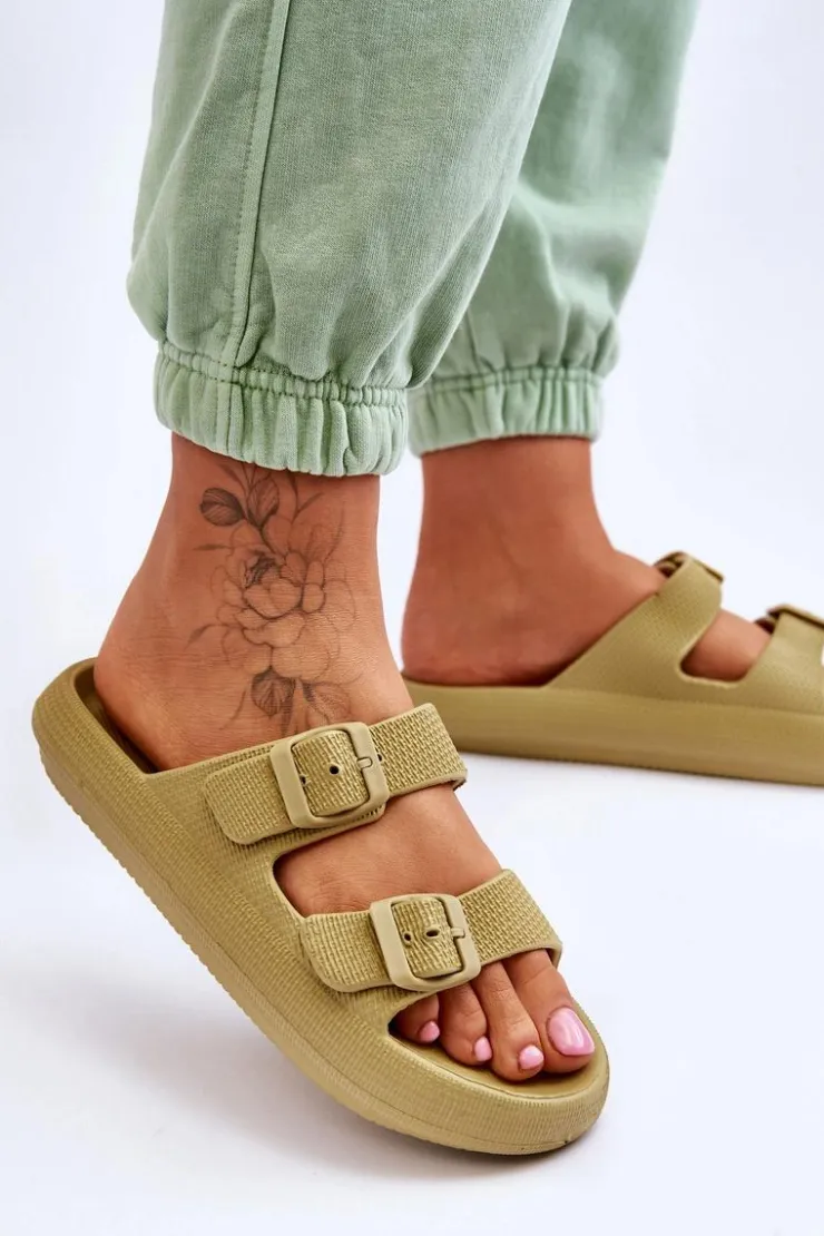 Boto Lekkie Piankowe Damskie Klapki Zielone Cleve