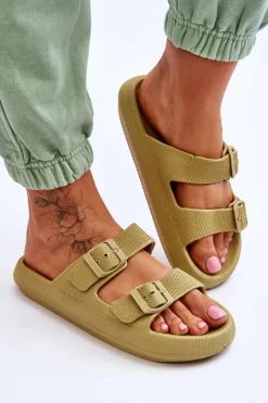 Boto Lekkie Piankowe Damskie Klapki Zielone Cleve