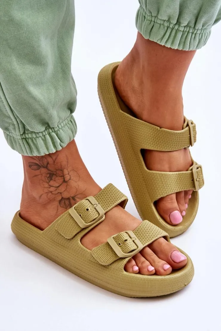 Boto Lekkie Piankowe Damskie Klapki Zielone Cleve