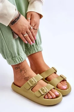 Boto Lekkie Piankowe Damskie Klapki Zielone Cleve