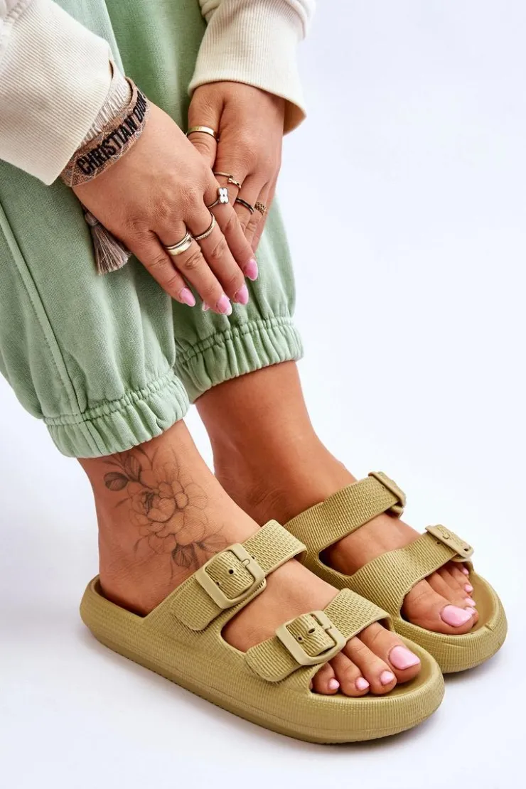 Boto Lekkie Piankowe Damskie Klapki Zielone Cleve