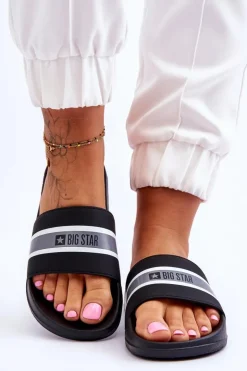 Big Star Shoes Klapki Damskie Big Star|Klapki Damskie Klasyczne*Lekkie Piankowe Klapki Big Star JJ274648 Czarne