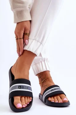 Big Star Shoes Klapki Damskie Big Star|Klapki Damskie Klasyczne*Lekkie Piankowe Klapki Big Star JJ274648 Czarne