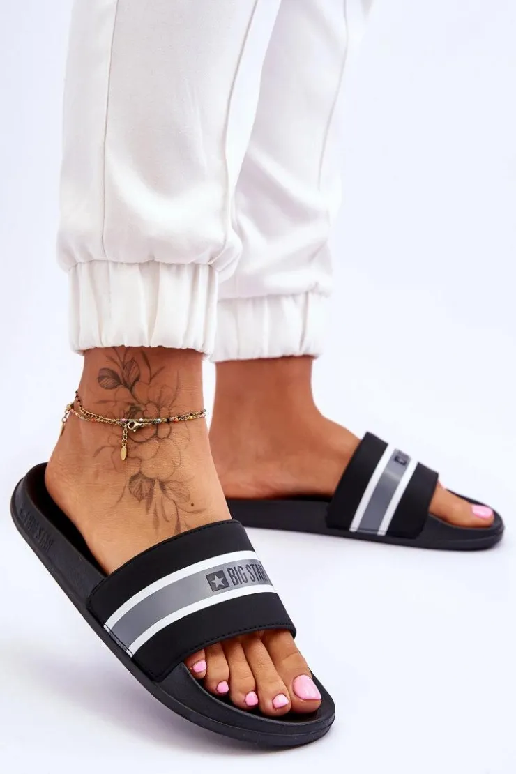 Big Star Shoes Klapki Damskie Big Star|Klapki Damskie Klasyczne*Lekkie Piankowe Klapki Big Star JJ274648 Czarne