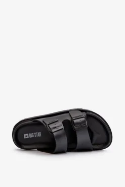 Outlet Big Star Shoes Lekkie Piankowe Klapki Damskie Z Klamrami Big Star NN274A750 Czarne Czarny