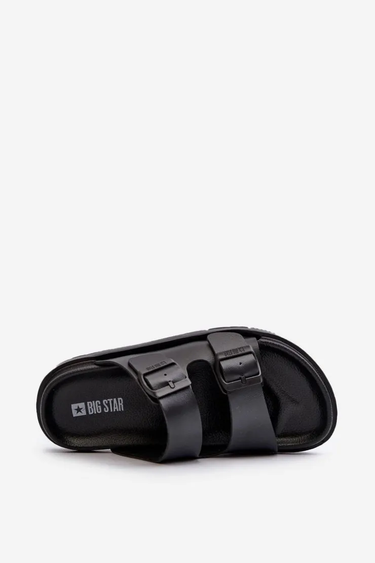 Outlet Big Star Shoes Lekkie Piankowe Klapki Damskie Z Klamrami Big Star NN274A750 Czarne Czarny