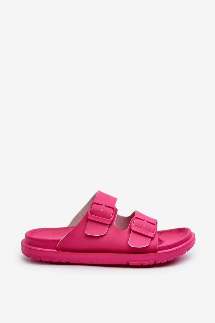 Big Star Shoes Klapki Damskie Big Star|Klapki Basenowe*Lekkie Piankowe Klapki Damskie Z Klamrami Big Star NN274A754 Fuksja Różowy