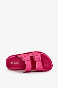 Big Star Shoes Klapki Damskie Big Star|Klapki Basenowe*Lekkie Piankowe Klapki Damskie Z Klamrami Big Star NN274A754 Fuksja Różowy