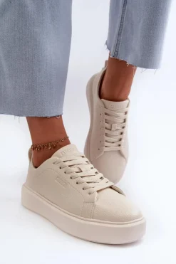 Big Star Shoes Buty Sportowe Na Platformie|Buty Sportowe Big Star*Lekkie Sneakersy Damskie Big Star NN274321 Memory Foam System Beżowe Beżowy