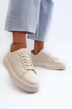 Big Star Shoes Buty Sportowe Na Platformie|Buty Sportowe Big Star*Lekkie Sneakersy Damskie Big Star NN274321 Memory Foam System Beżowe Beżowy