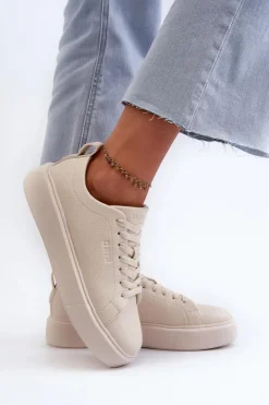 Big Star Shoes Buty Sportowe Na Platformie|Buty Sportowe Big Star*Lekkie Sneakersy Damskie Big Star NN274321 Memory Foam System Beżowe Beżowy