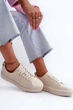 Big Star Shoes Buty Sportowe Na Platformie|Buty Sportowe Big Star*Lekkie Sneakersy Damskie Big Star NN274321 Memory Foam System Beżowe Beżowy