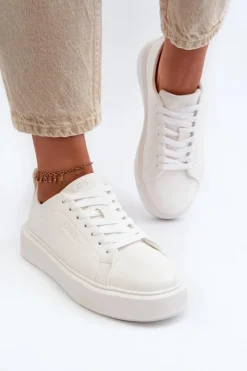 Damskie Big Star Shoes Lekkie Sneakersy Damskie Big Star NN274322 Memory Foam System Białe