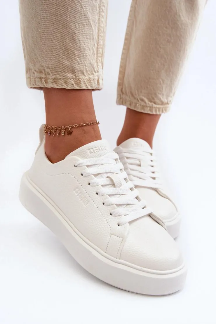 Damskie Big Star Shoes Lekkie Sneakersy Damskie Big Star NN274322 Memory Foam System Białe