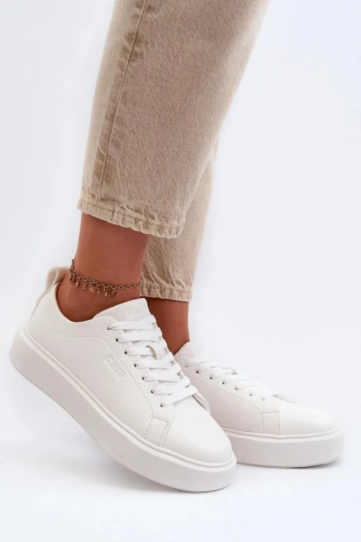 Damskie Big Star Shoes Lekkie Sneakersy Damskie Big Star NN274322 Memory Foam System Białe