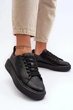 Damskie Big Star Shoes Lekkie Sneakersy Damskie Big Star NN274320 Memory Foam System Czarne