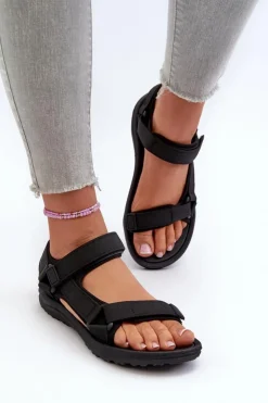 Evento Sandały Płaskie*Lekkie Sportowe Sandały Damskie Czarne Lumeria Czarny