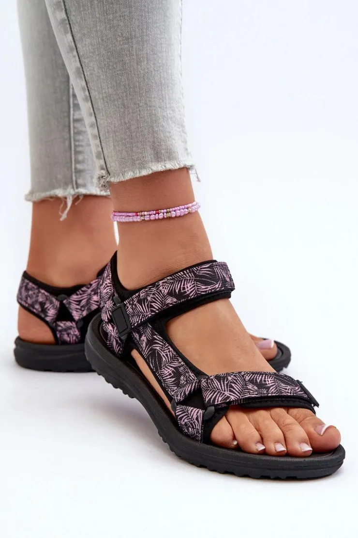 Outlet Evento Lekkie Sportowe Sandały Damskie Czarno-Różowe Lumeria Różowy