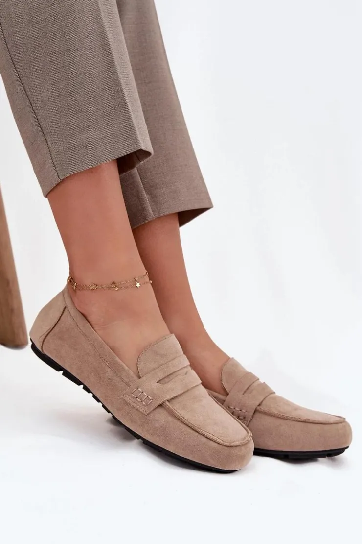 Damskie Boto Loafersy Mokasyny Damskie Płaskie Beżowe Roseline
