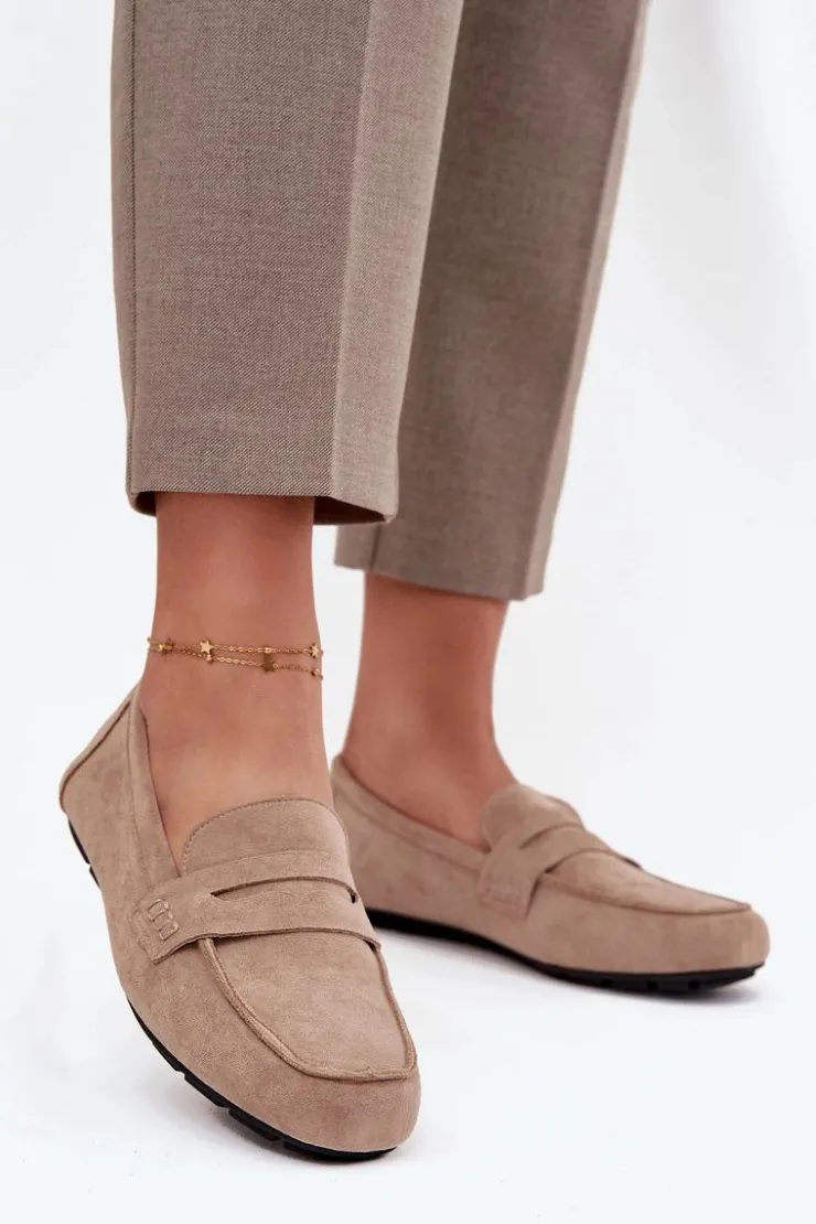 Damskie Boto Loafersy Mokasyny Damskie Płaskie Beżowe Roseline