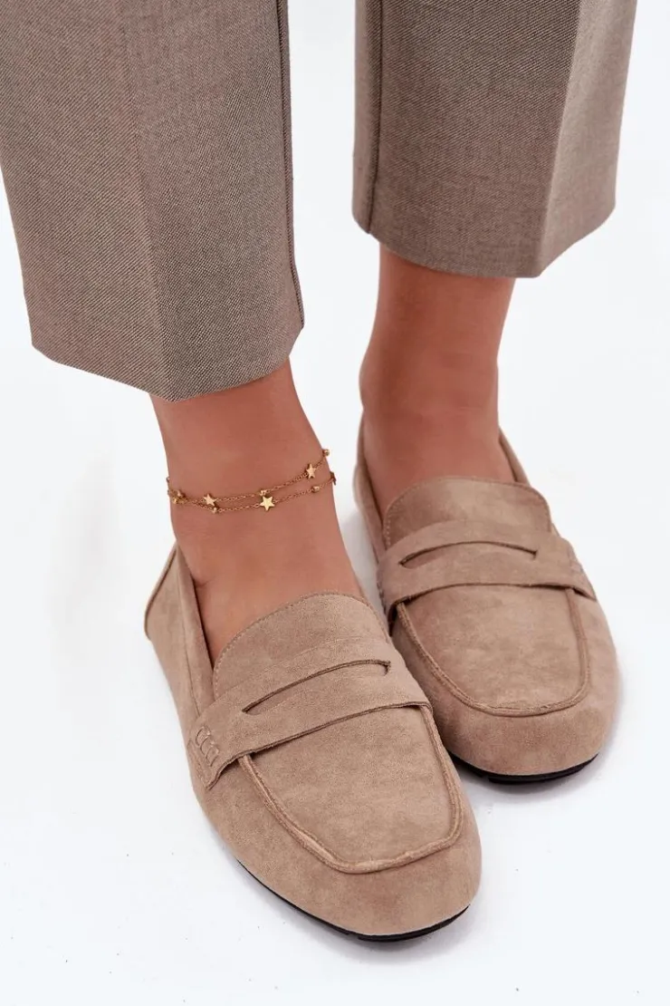 Damskie Boto Loafersy Mokasyny Damskie Płaskie Beżowe Roseline