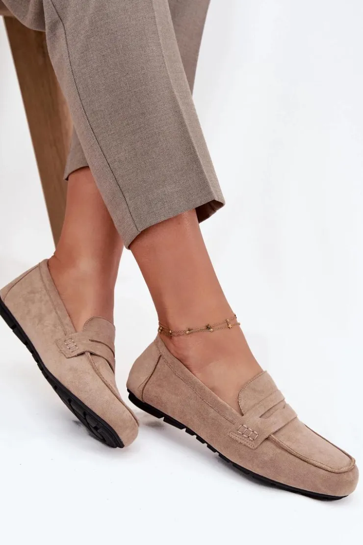 Damskie Boto Loafersy Mokasyny Damskie Płaskie Beżowe Roseline