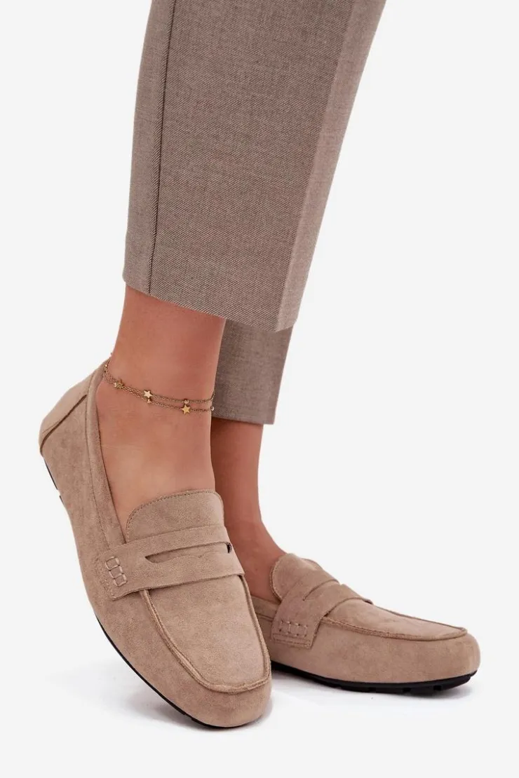 Damskie Boto Loafersy Mokasyny Damskie Płaskie Beżowe Roseline