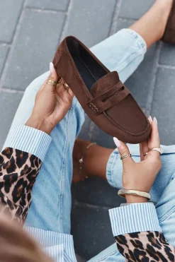 Boto Loafersy Damskie|Mokasyny Damskie Zamszowe*Loafersy Mokasyny Damskie Płaskie Ciemnobrązowe Roseline Brązowy