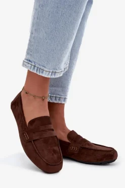 Boto Loafersy Damskie|Mokasyny Damskie Zamszowe*Loafersy Mokasyny Damskie Płaskie Ciemnobrązowe Roseline Brązowy