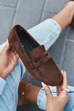 Boto Loafersy Damskie|Mokasyny Damskie Zamszowe*Loafersy Mokasyny Damskie Płaskie Ciemnobrązowe Roseline Brązowy