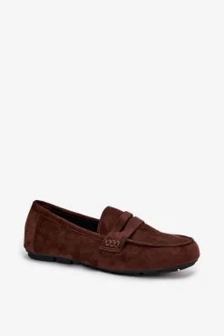 Boto Loafersy Damskie|Mokasyny Damskie Zamszowe*Loafersy Mokasyny Damskie Płaskie Ciemnobrązowe Roseline Brązowy