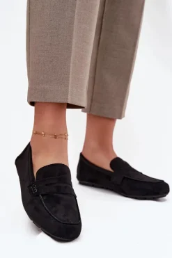 Boto Loafersy Damskie|Mokasyny Damskie Zamszowe*Loafersy Mokasyny Damskie Płaskie Czarne Roseline Czarny