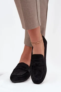 Boto Loafersy Damskie|Mokasyny Damskie Zamszowe*Loafersy Mokasyny Damskie Płaskie Czarne Roseline Czarny