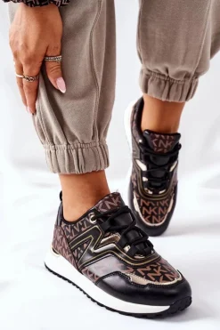Clearance Boto Logowane Sportowe Buty Sneakersy Czarno-Brązowe Always