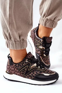 Clearance Boto Logowane Sportowe Buty Sneakersy Czarno-Brązowe Always