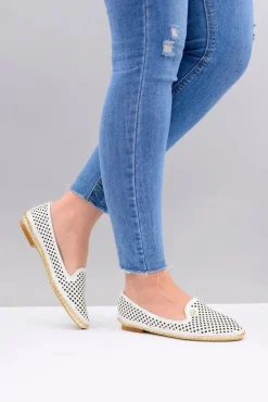 Damskie Boto Lu Boo | Białe Ażurowe Balerinki Lordsy Stylish