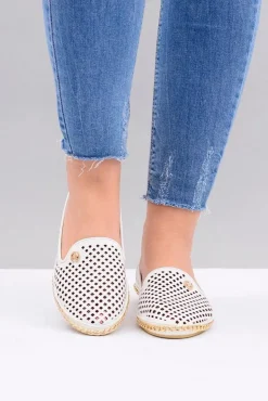 Damskie Boto Lu Boo | Białe Ażurowe Balerinki Lordsy Stylish