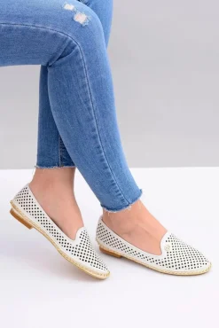 Damskie Boto Lu Boo | Białe Ażurowe Balerinki Lordsy Stylish