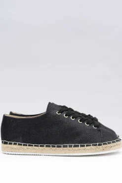 Damskie Boto Lu Boo | Czarne Brokatowe Lniane Espadryle Fairy