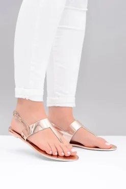 Boto Sandały Gumowe|Sandały Płaskie*Lu Boo | Lustrzane Sandały Złoty Róż Japonki II-GAT Nora