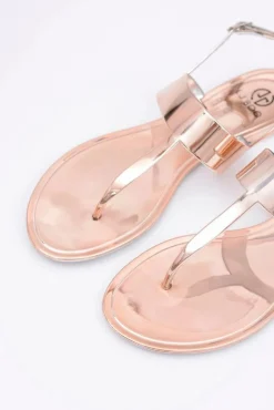 Boto Sandały Gumowe|Sandały Płaskie*Lu Boo | Lustrzane Sandały Złoty Róż Japonki II-GAT Nora