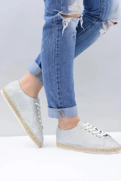 Online Boto Lu Boo | Srebrne Brokatowe Lniane Espadryle Fairy