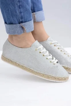 Online Boto Lu Boo | Srebrne Brokatowe Lniane Espadryle Fairy
