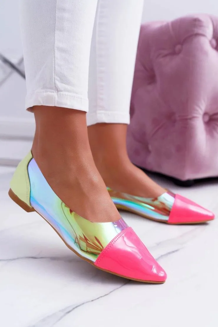 Damskie Boto Lu Boo | Transparentne Holograficzne Balerinki W Szpic Fluo