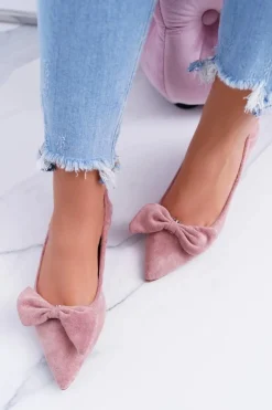 Damskie Boto LU BOO Balerinki Moments z odpinaną kokardą różowe