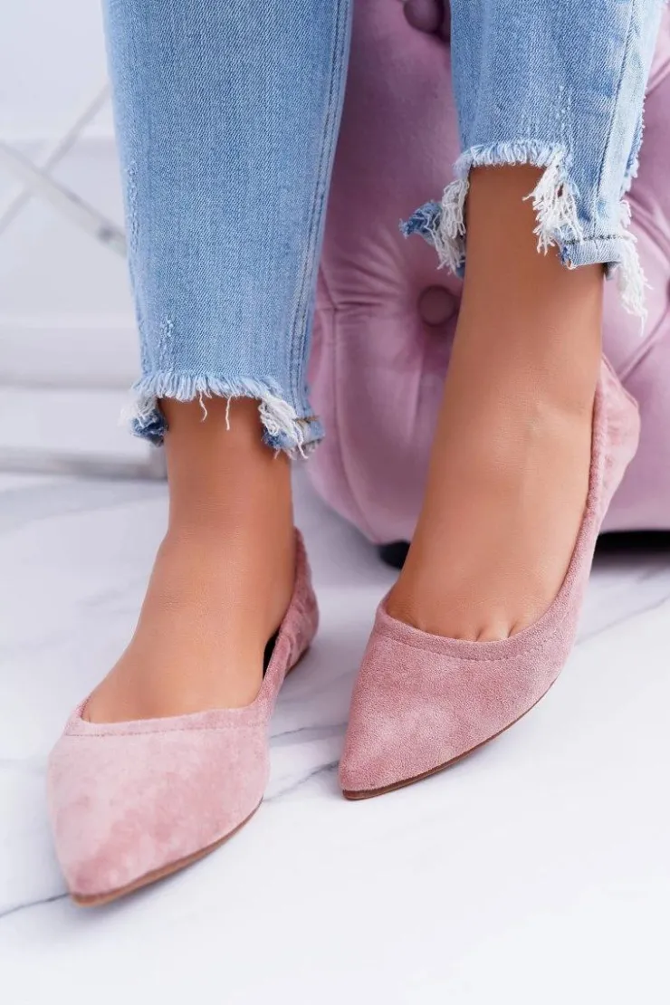 Damskie Boto LU BOO Balerinki Moments z odpinaną kokardą różowe
