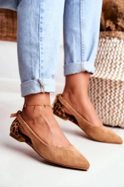 Damskie Boto Lu Boo Baleriny W Szpic Zamsz Camel Better